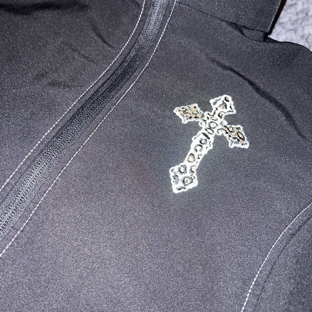 Girls Black Vest with Leopard Cross Design - Picture 2 of 6
